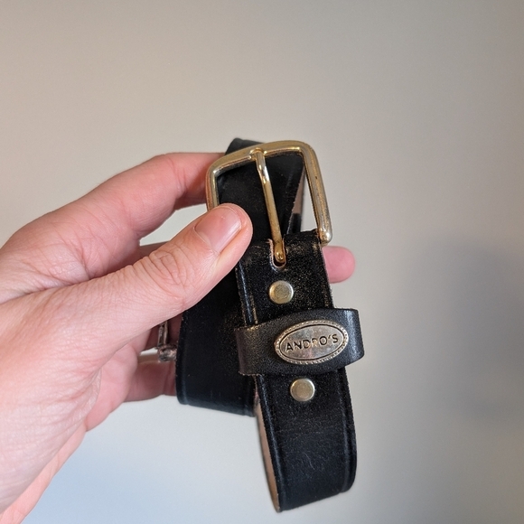 andros Accessories - Vintage Andros Gold And Black Leather Belt